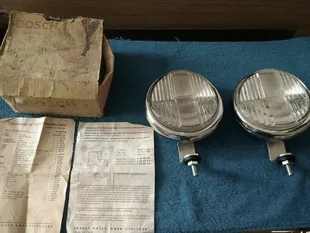 39657:Vintage Bosch chrome fog lights fog lamp VW Beetle Porsche 356 Mercedes w108